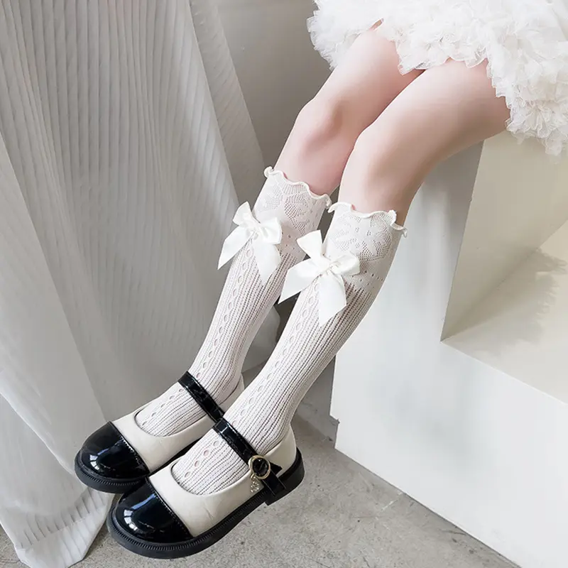 Summer Girl Sweet Bow Socks Lolita Fashion Japanese Lace Mesh Fishnet Socks