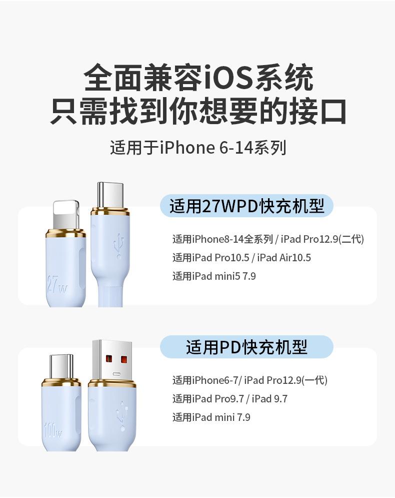 Product Introduction of Apple 27w Fast Charge PD Flash Charge 14 Data Cable Iphone Lightning Charging Cable Smartphone Electronic 19