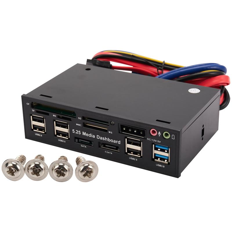 5.25 Inch Usb 3.0 Front Panel Pc Usb 3.0/2.0 Hub E-Sata Sata Audio Multi Card Reader for Computer Case Optical Drives Bay 1