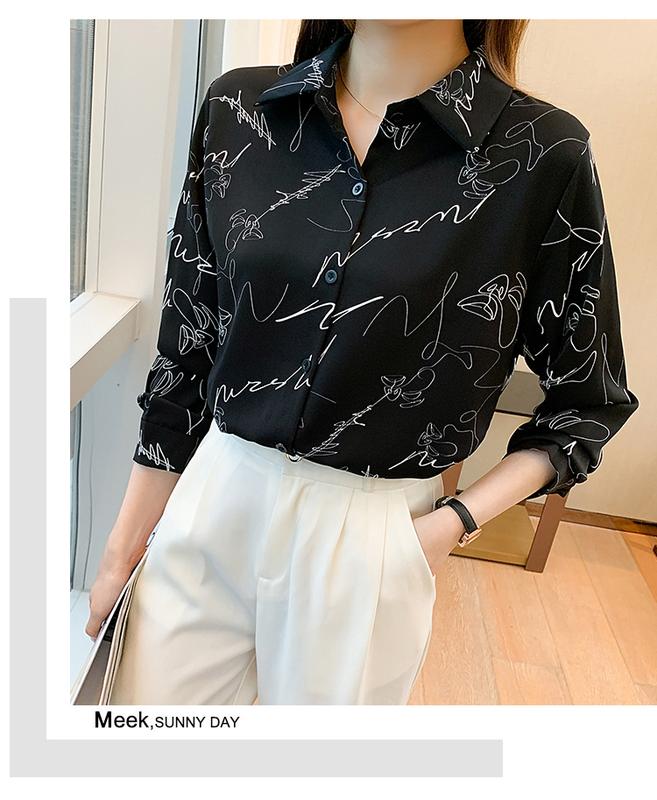 Product Introduction of Áo Nữ Thanh Lịch, Thời Trang Đầu Mùa Thu Mới, Dài Tay, Dáng Rộng, Phong Cách Hoang Dã, Áo Sơ Mi Cổ Điển Phong Cách Hồng Kông, Cổ Bẻ Áo 18