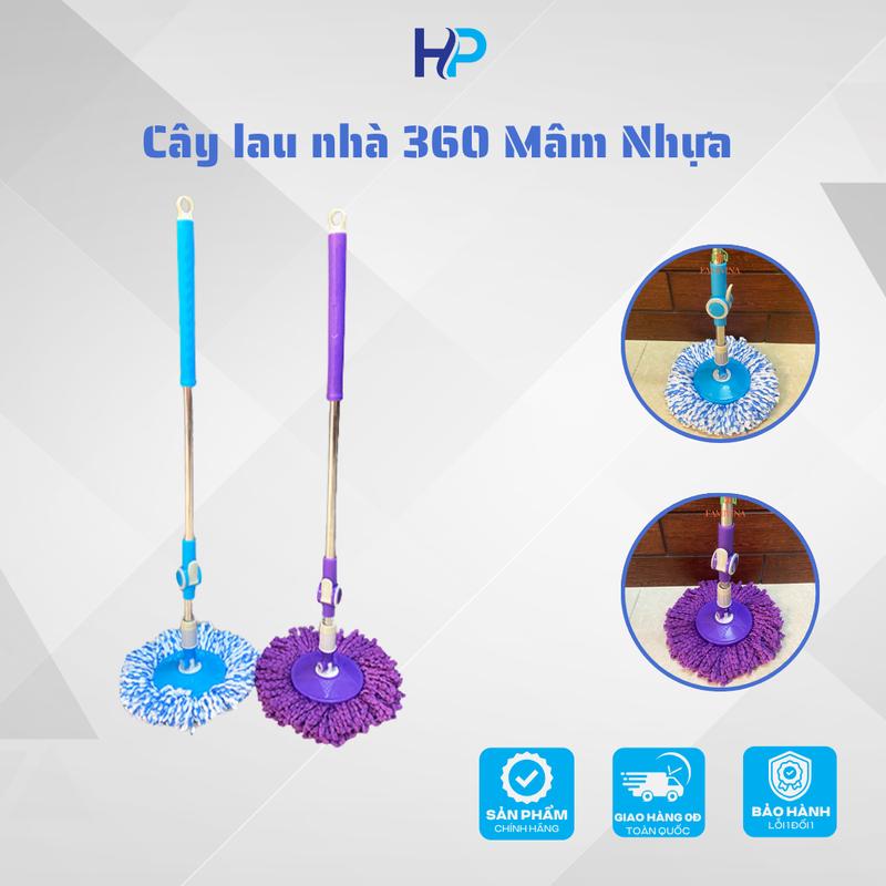 Cây lau nhà tự vắt 360 độ MÂM NHỰA đa năng rẻ bền đẹp-thân cây inox chắc chắn,chổi lau nhà rời kèm bông lau cotto 0