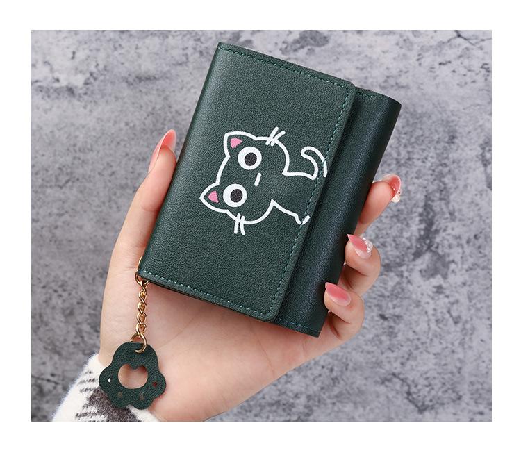 Product Introduction of Cute Wallet Women's Short Three Fold Cat Girl's Small Wallet Wallet Women's Soil Wallet 11