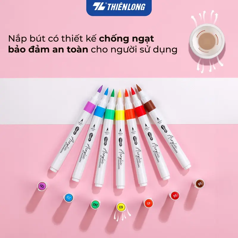 Bút lông 12/24/36 màu - Acrylic Markers 1 đầu ngòi ThiênLong Colokit - Màu sắc tươi sáng Trang trí đa chất liệu 7