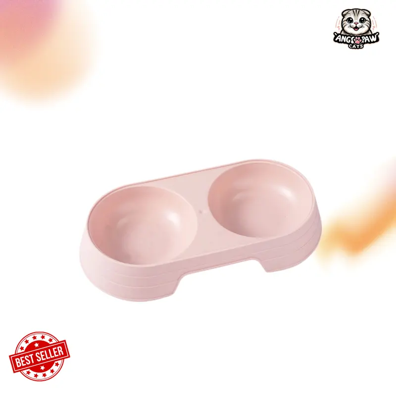 Double Bowl Mangkuk Kucing Lucu – Mangkuk Makan & Minum untuk Hewan Peliharaan 0