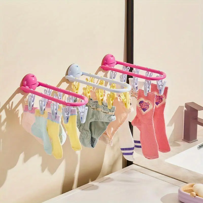 Foldable Clothes Drying Rack, 1 Count Multifunctional Socks Drying Rack, Clothes Hanger for Bathroom, Laundry Room, Bedroom, Home Supplies 0