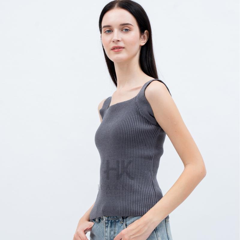 Tank Top SQUARE NECK RAJUT KOREAN STYLE SANTAI Stretch Wanita Atasan Crop Cewek Dewasa atasan  rajut 2