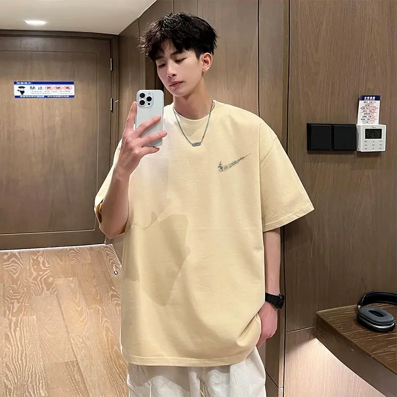 NADHIPPTARA T Shirt Baju Pria Oversize Lengan Pendek Kaos Branded NIKEE T-Shirt Pria Kaos Cowok Distro Original 100% | Kaos Krim Pria Wanita Kekinian  Combed 30s 1