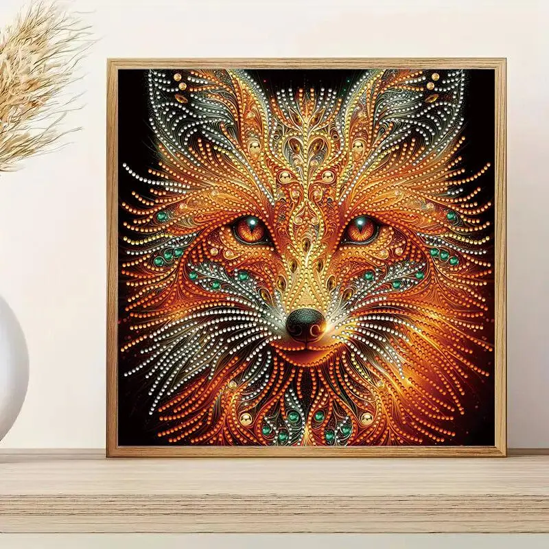Fox Pattern DIY Diamond Arts Colorful Painting Kit without Frame, 5D Diamond Decor Painting by Numbers Kit, DIY Wall Art Decor 0