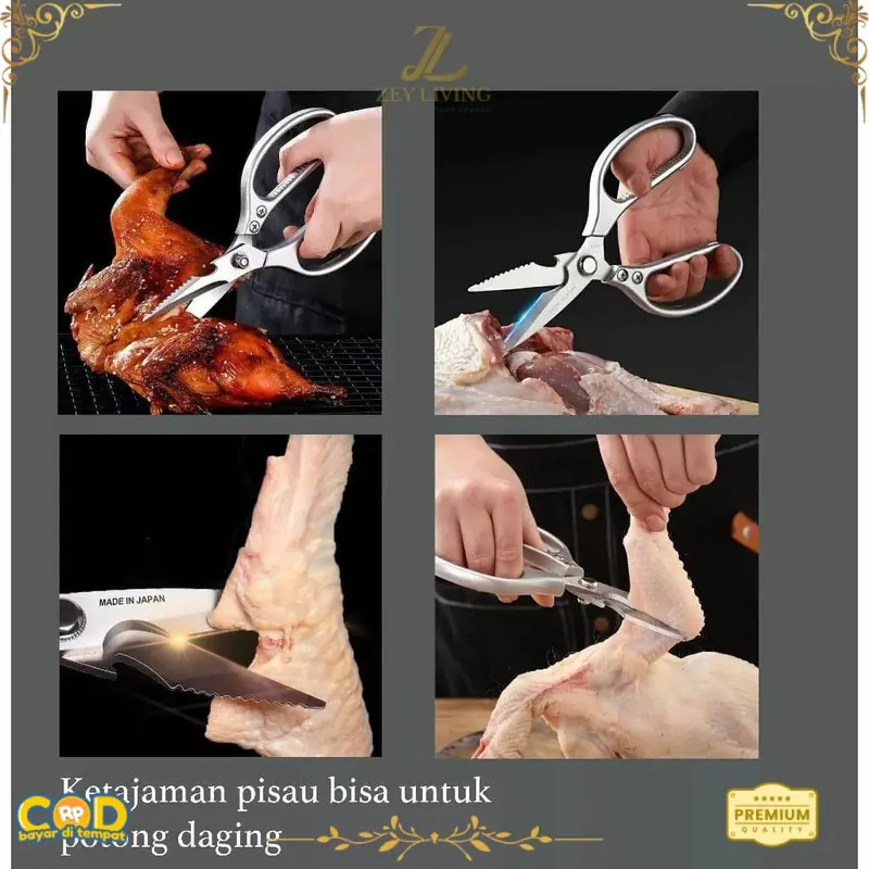 〖ZEY〗 Gunting Dapur Tajam & Tebal Made in Japan Premium Scissors SK5 Steel Gen 4 - Gunting Dapur Multifungsi Baja Tahan Karat original Kitchenware 6