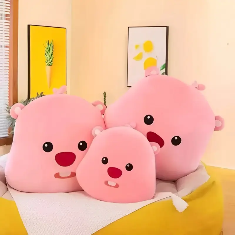 Bantal Karakter Loopy Zanmang Collection Shaped Pillow Bantal Berbentuk Kepala Imut-imut Lembut dan Nyaman Bantal Kepala Kartun Loopy Ukuran 40cm Halus dan Lembut Bed