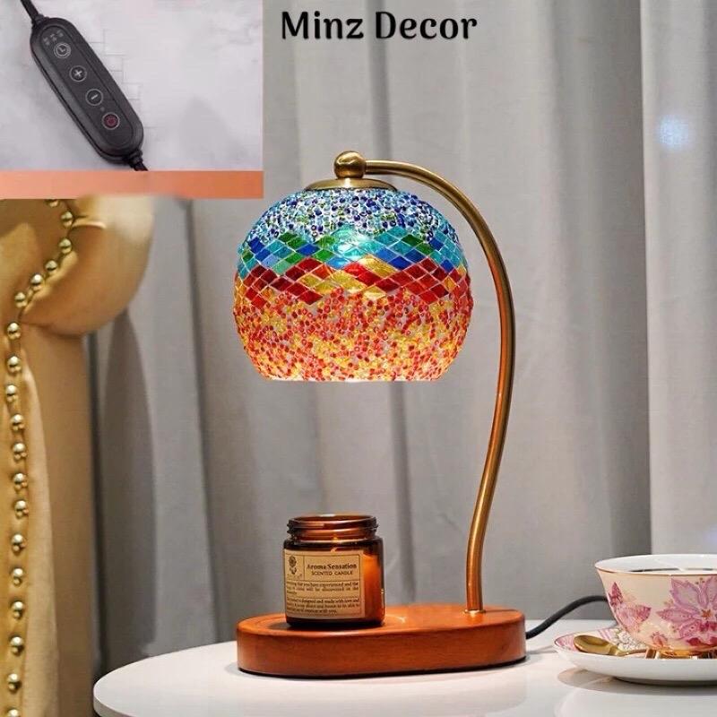  ￼Đèn Đốt Nến Thơm Đế Gỗ Đèn Làm Nóng Sáp Mã 006 