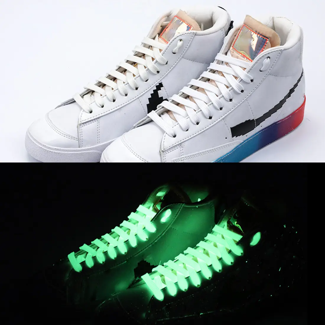 1 Pair Luminous Sneakers Flat Shoelaces Fluorescent Color Sports Casual Fashionable Shoe Laces