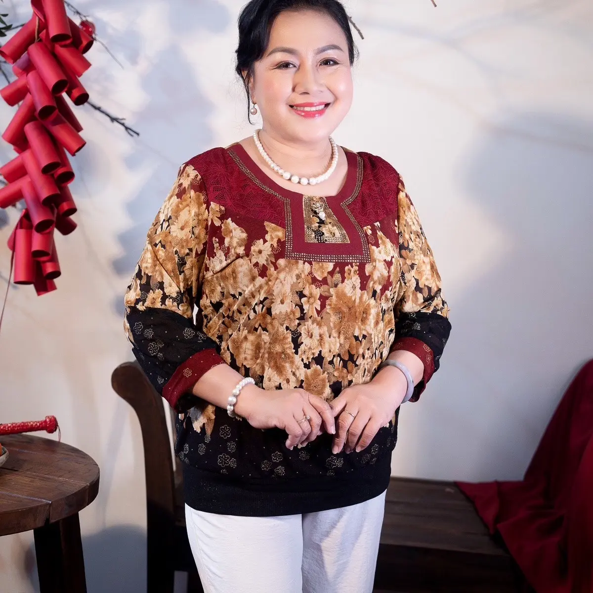 Áo thun nữ trung niên vải thun lưới 55-85kg
