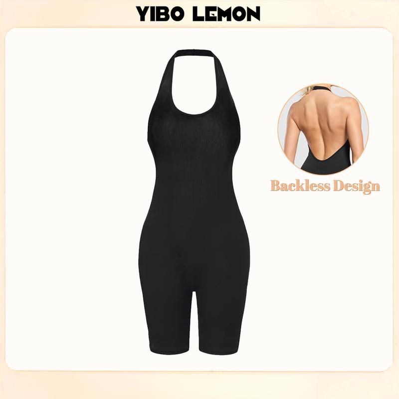 【YIBOLEMON Áo Liền Quần Yoga Thể Thao Dành Cho Nữ Cổ Yếm Cổ Cổ Chữ V Thiết Kế Hở Lưng Mỏng Vừa Vặn Độ Đàn Hồi Cao Thích Hợp Để Tập Thể Dục Áo Jumpsuit Quần Định Hình