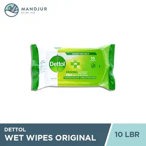 Dettol Anti Bakteri Wet Wipes Original Isi 10 Lembar