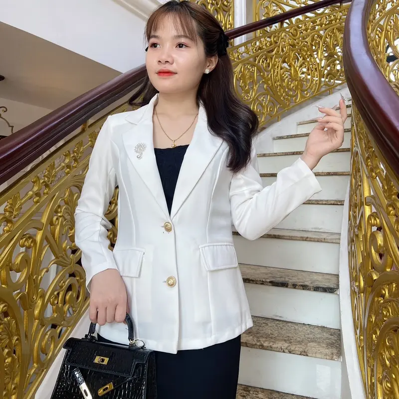 Áo khoác vest Nữ công sở Chất tuyết mưa dày dặn, áo vest tặng mẹ áo 1 lớp (40-80kg) kèm cài áo hoa  Women 7
