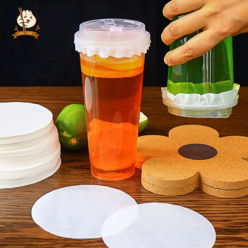 (Set 500 tờ) Giấy nến chống tràn lót cốc trà sữa, cốc cafe, cốc chè,cốc nhựa, ly nhựa dùng 1 lần 2