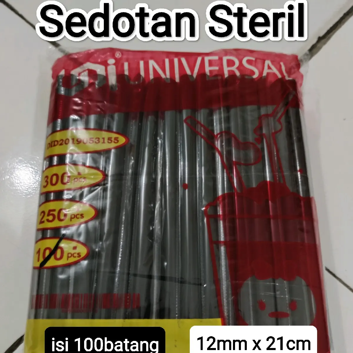 Sedotan Boba Steril 12mm 21cm Isi 100 batang Plastik