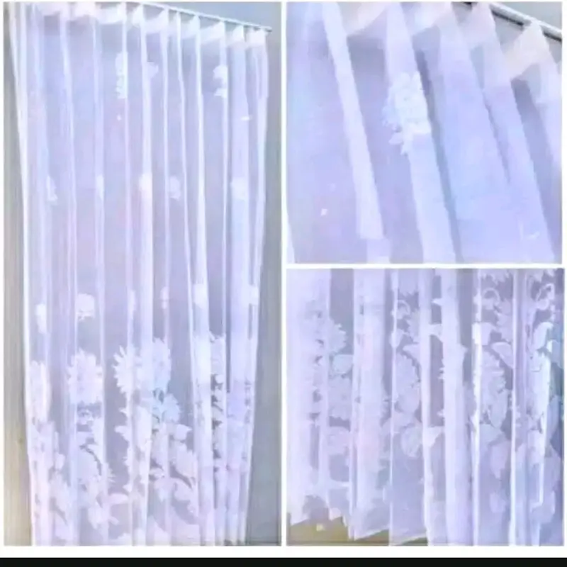 Gorden Vitrase polos cantol plisket Ukuran 200 x 200 jendela Kamar Murah bunga putih vitrase  gorden tebal Curtain 3
