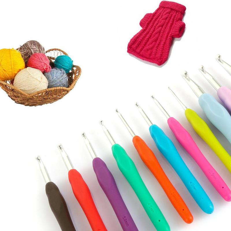 Product Introduction of laxuzzy 2.0-10mm Soft Grip Craft Tools DIY Aluminum Weave Yarn Crochet Hook Knitting Needles 6