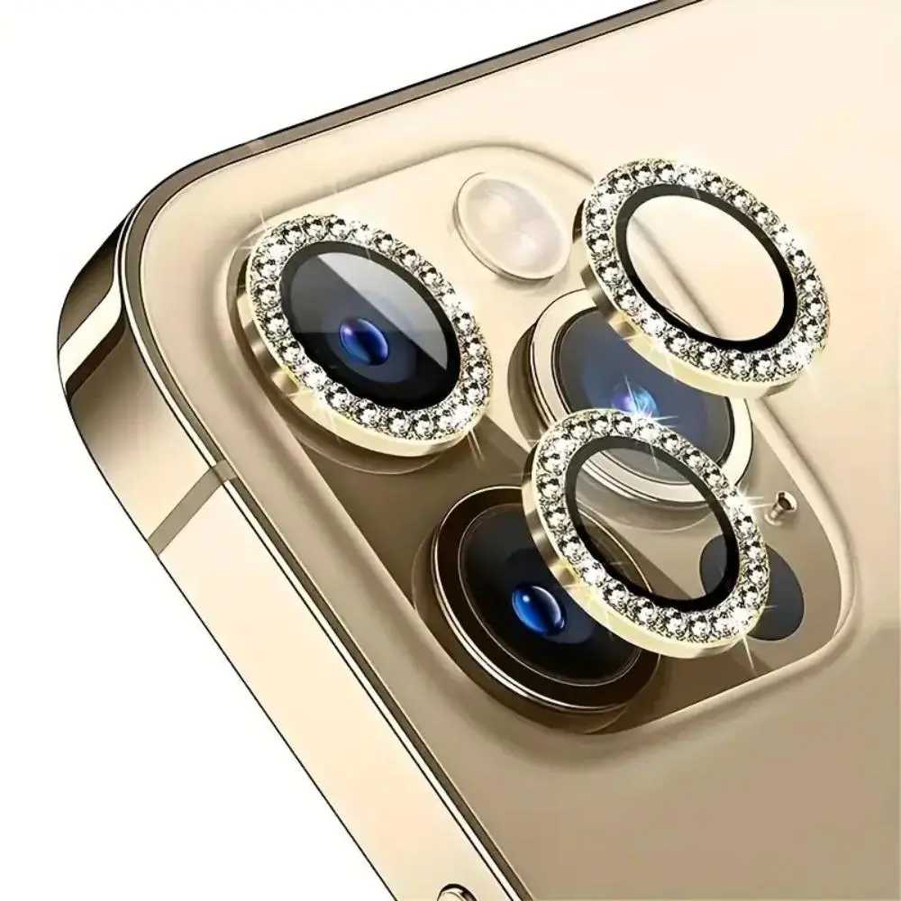 Rhinestone Decor Phone Lens Protector, Tempered Glass Phone Lens Protective Film, Phone Lens Protector for iPhone 15 15Plus 15Pro 15ProMax 14 14Plus 14Pro 14ProMax 13 13Mini