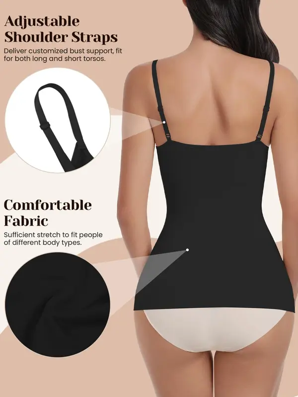 Women's Solid Shapewear Cami Top without Bottom, High Stretch Tummy Control Shaper, Ladies Shapewear for All Seasons, Tummy Tuck Shapewear 1