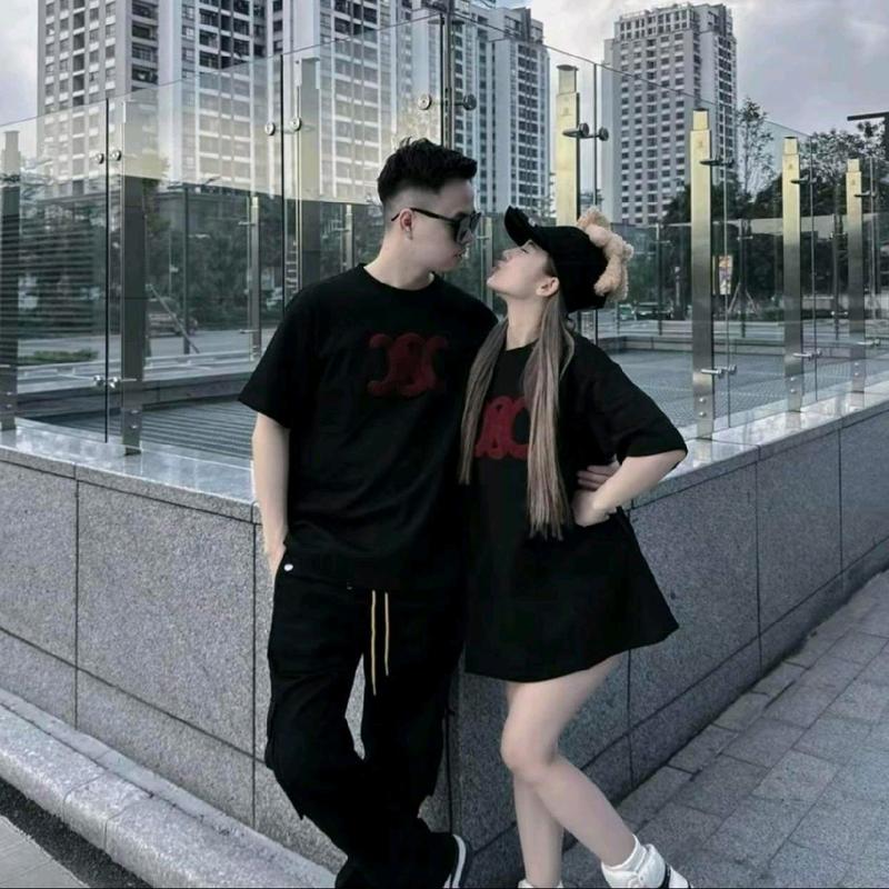 Áo phông nam nữ fresize đen in hoạ tiết hoạt hình cổ tròn ngắn tay - Top, Voi 0