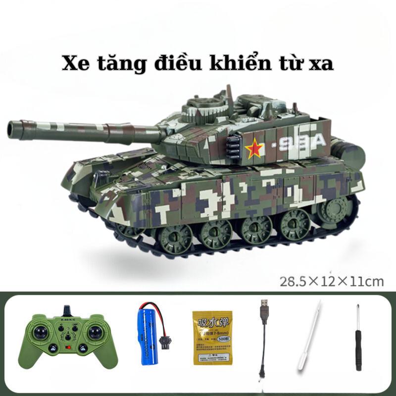 Xe tăng quân sự điều khiển từ xa - bắn đạn mềm, có đèn & khói chạy nhiều địa hình