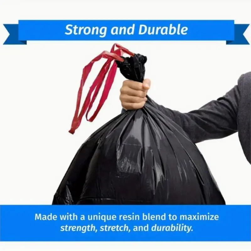 35 Gallon Trash Bag, 10pcs/20pcs/roll Thick & Durable Household & Commercial Garbage Bag, Large Capacity Drawstring Bin Bag 3