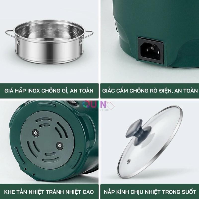 Nồi Lẩu Điện Nấu Mì Mini 2 Tầng Kèm Giá Hấp Đa Năng Nướng, Luộc, Chiên Chống Dính Vấn Đá Tiện Lợi  Nấu Ăn 3