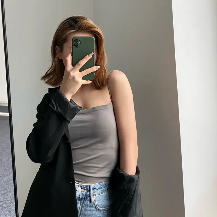 Quality Version Independent Solid Color Camisole Women'S Summer With Chest Pad Top Without Steel Ring Seamless Wrapped Chest Thin Tube Top
