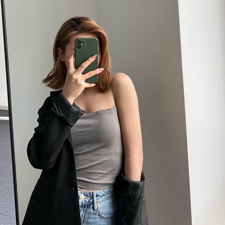 Product Introduction of Quality Version Independent Solid Color Camisole Women'S Summer With Chest Pad Top Without Steel Ring Seamless Wrapped Chest Thin Tube Top 13