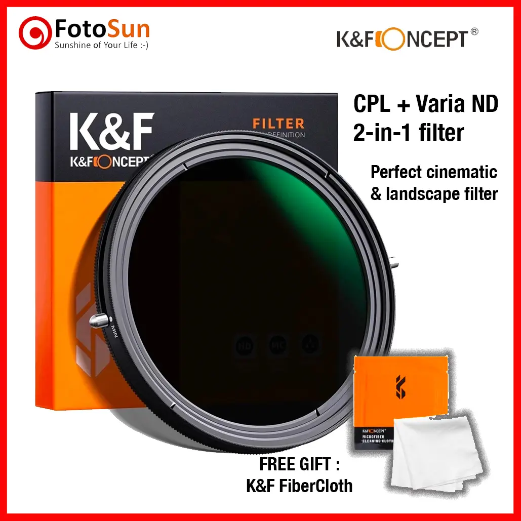 ND filter K&F Variable ND 2-32 + CPL 2in1 NANO X filter for landscape and video