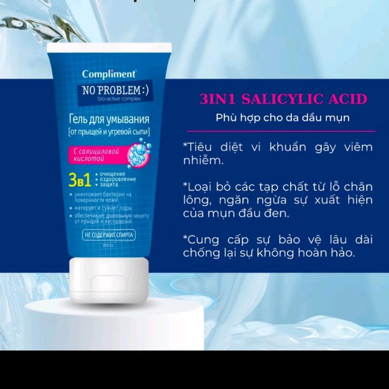 Sữa rửa mặt Compliment No Problem Giúp giảm và ngăn ngừa mụn cho da nhạy cảm 200ml 1