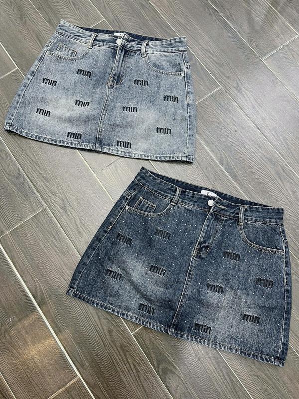 CV48 TÁO ĐỎ BIGSIZE 55-90KG CHÂN VÁY JEAN BIGSIZE ĐÍNH ĐÁ THÊU CHỮ