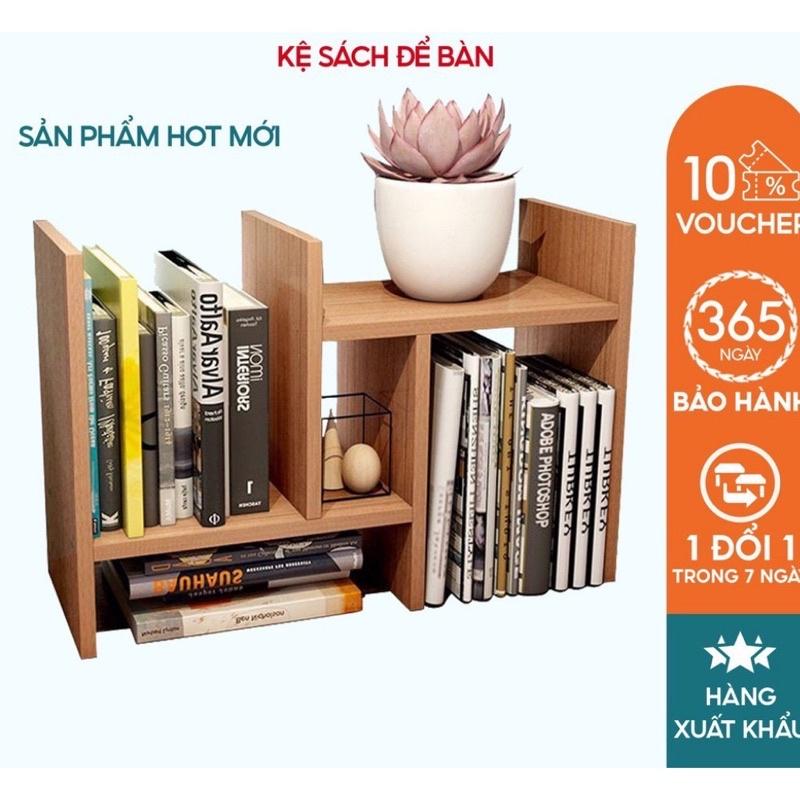 Kệ Sách Gỗ Kệ Sách Để Bàn Làm Việc Lắp Ghép Đa Năng - Màu Gỗ