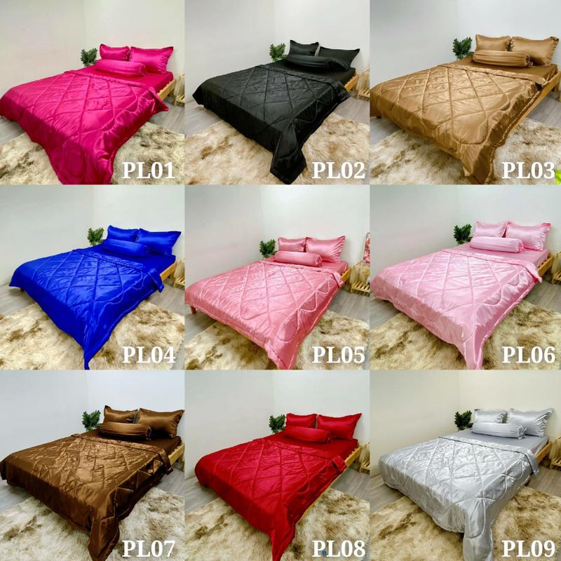 Trọn Bộ Chăn Drap Giường Phi Lụa Cao Cấp Nhiều Màu - Bộ Nệm Phi Lụa Set 4 món không mền set 5 món có mền - Nhà Shy Home Decor bộ chăn gối đệm