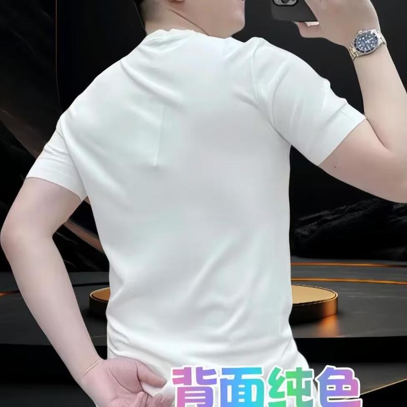 Product Introduction of Korean Style Short Sleeve T-Shirt for Men, Trendy Brand, Summer Loose Fit, Five-Quarter Sleeve, 2024 New Style, Internet Celebrity Trend, Ins Simple Print Top, Unisex Clothing 4