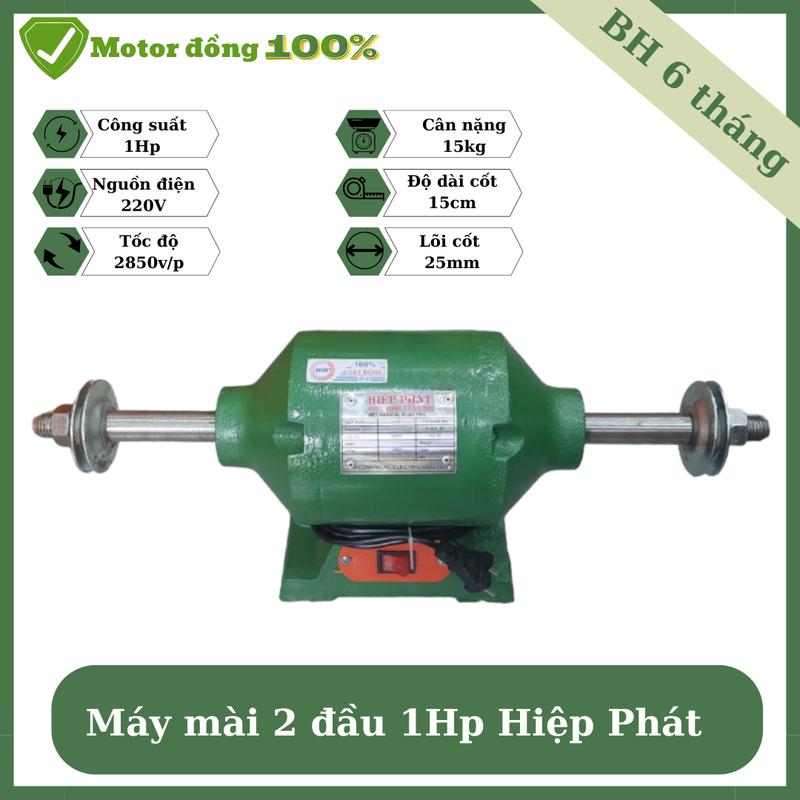 Máy mài đánh bóng motor 2 đầu cốt dài 1 Hp máy dây đồng 100%