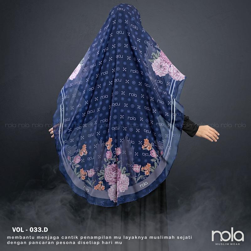 NOLA- Khimar printing vol 33 hijab ceruty instant 2 layer Santai Ceruti Layer Panjang Soft Syari Muslim Kerudung Hitam 4