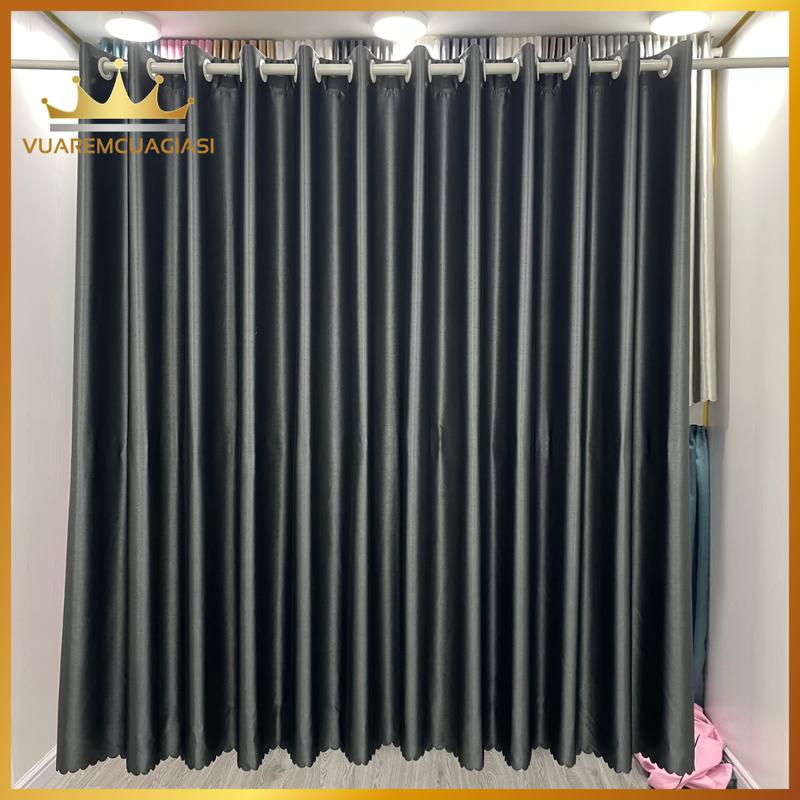 Rèm cửa sổ chính vải gấm màu Xám Đậm chống nắng 98% rèm chống nắng cửa sổ và cửa chính chưa có thanh treo rèm Vuaremcuagiasi