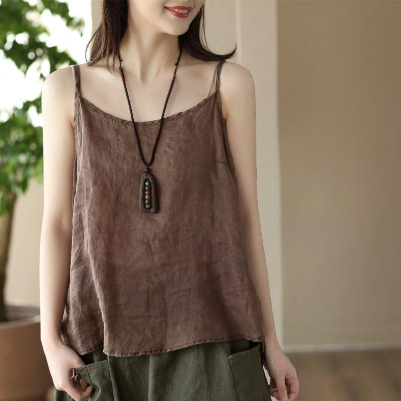 Áo Vest Hai Dây Bên Trong Cổ Điển Thương Hiệu Nhật Bản, Dành Cho Nữ, Chất Liệu Bông Và Vải Lanh, Thích Hợp Cho Mùa Hè 2024, Áo Cotton Và Vải Lanh Mặc Trong, Giảm Giá Xả Hàng 0