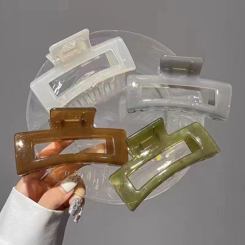 Kẹp Acrylic Trong Suốt Hình Vuông, Cỡ Lớn Móng Vuốt 12cm, Màu Thạch, Thời Trang, Phụ Kiện Tóc Bắt Mắt Women Nữ 5