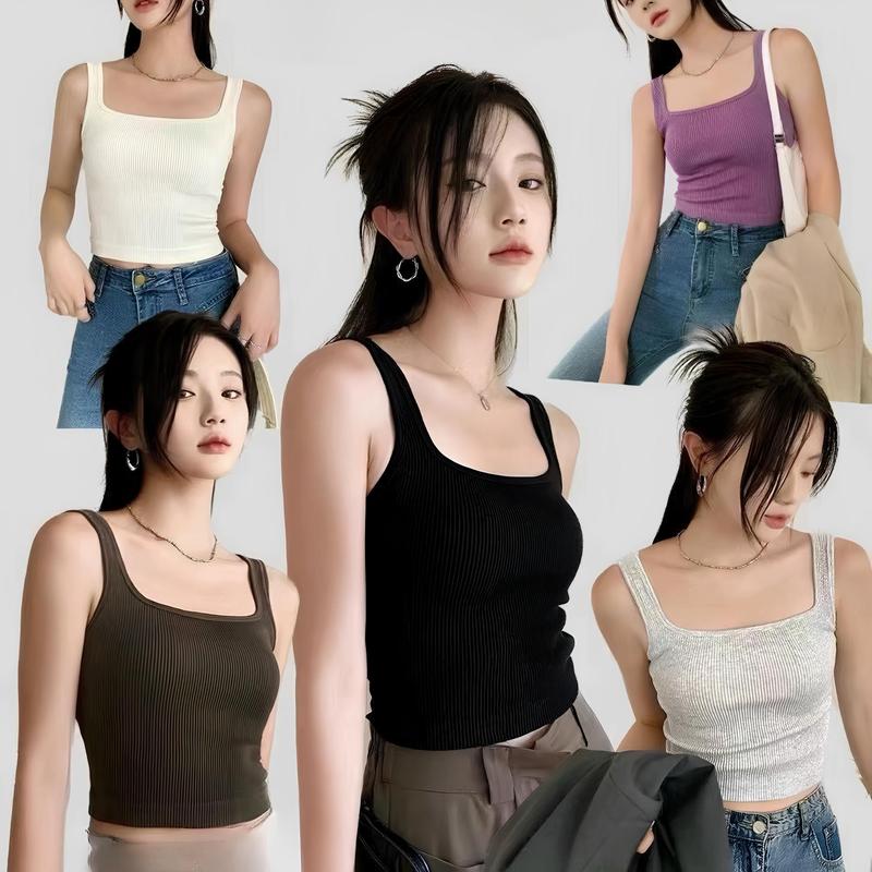[A101] Áo bra thun gân cao cấp dáng lửng có mút, áo ba lỗ croptop cổ vuông thời trang Nữ Women