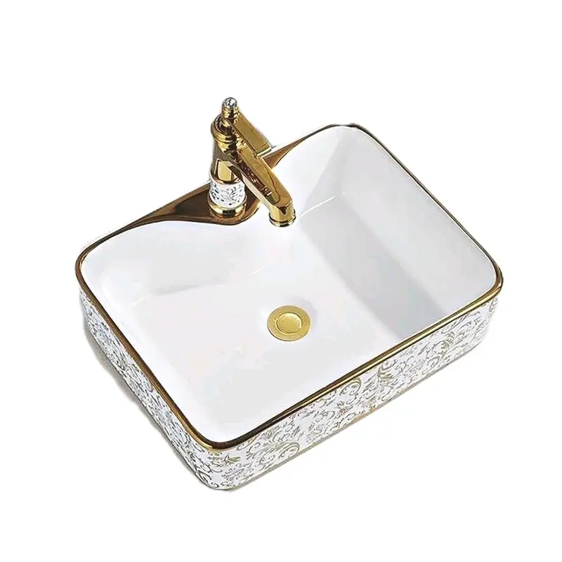 lavabo nhà tắm đẹp .Chậu lavabo sứ để bàn hoa văn phủ nano 7