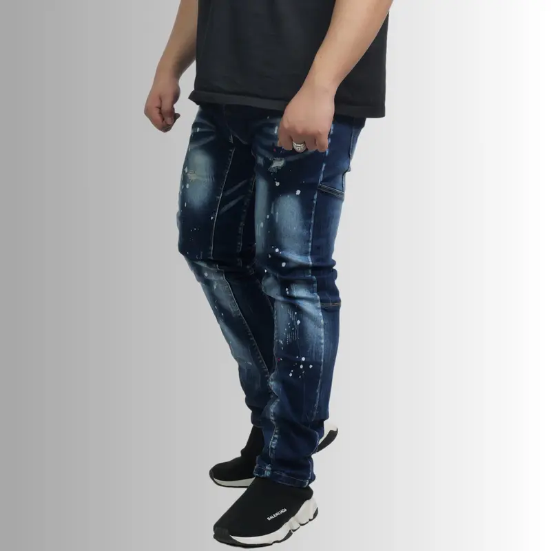QUẦN JEAN XANH VẨY SƠN ĐƠN GIẢN BIGSIZE NAM CÓ SIZE ĐẾN 120KG 4