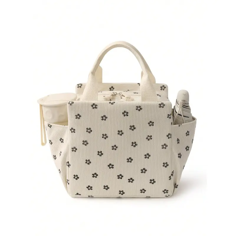 1 Cute Corduroy Lunch Tote Bag | Reusable Insulated Lunch Box ...