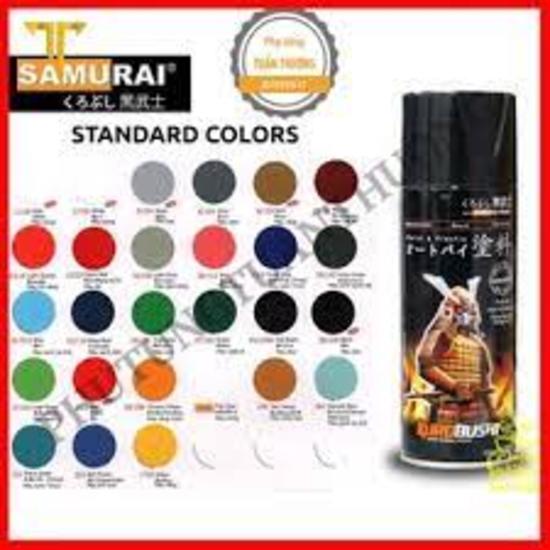 Sơn xịt Samurai Đủ Màu Đen Trắng Đỏ Sơn Chiu Nhiệt Lót Phủ Bóng (Bảng Màu Tự Chọn)