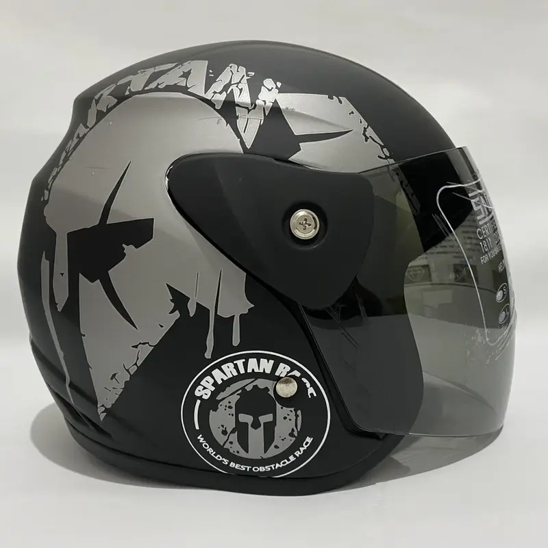 HELM HALF FACE EVO EVOLUTION VENOM SPARTAN KACA SILVER-PELANGI / UNTUK PRIA DAN WANITA DEWASA SNI Motorcycle 1