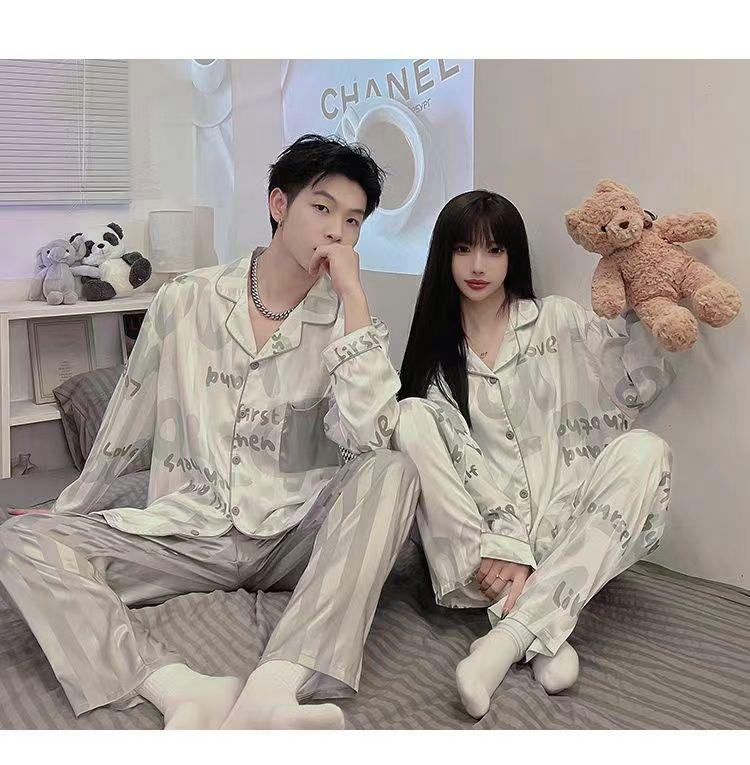 Product Introduction of Đồ Ngủ Cặp Đôi Bộ Đồ Mặc Nhà Mùa Hè Cho Nam Mùa Xuân Và Mùa Thu Bằng Lụa Nhân Tạo Mỏng Dài Tay ngoại Cỡ ngoại Cỡ Áo Polo 11